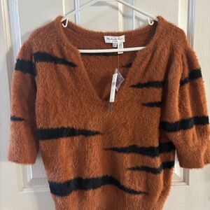 NWT Anthropologie Fuzzy zebra sweater